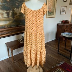 Knox rose mustard tiered maxi dress sz L